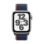 Apple Watch SE GPS + Cellular, 40mm Silver Aluminium Case with Deep Navy Sport Loop