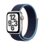 Apple Watch SE GPS + Cellular, 40mm Silver Aluminium Case with Deep Navy Sport Loop