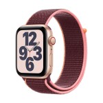 Apple Watch SE GPS + Cellular, 44mm Gold Aluminium Case with Plum Sport Loop