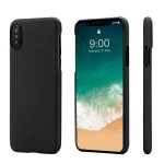 Pitaka iPhone X Aramid Black/Grey Plain dėklas 