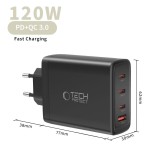 Tech-Protect 120W Gan-4 USB-C / USB-A kroviklis - Black