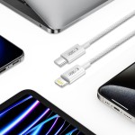 Tech-Protect USB-C / Lightning 1m krovimo laidas - Grey (be pakuotės)