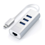 Satechi USB-C 2-IN-1 USB/Ethernet Silver adapteris