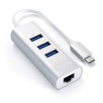 Satechi USB-C 2-IN-1 USB/Ethernet Silver adapteris