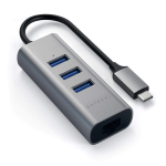 Satechi USB-C 2-IN-1 USB/Ethernet Space Gray adapteris