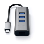Satechi USB-C 2-IN-1 USB/Ethernet Space Gray adapteris