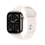 Apple Watch Series 11 GPS + Cellular 42mm Gold Titanium Case with Light Blush Sport Band - M/L