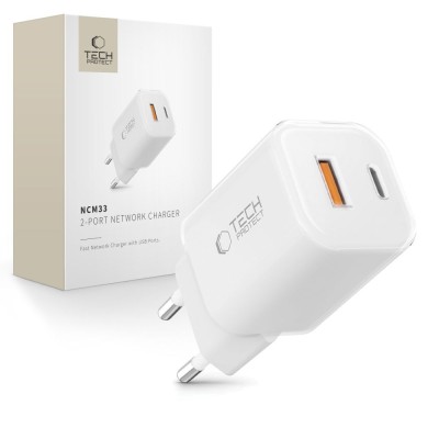 Tech-Protect 33W USB-C / USB-A kroviklis - White