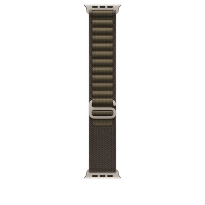 49mm Dark Olive Alpine Loop - Large - Natural Titanium Finish