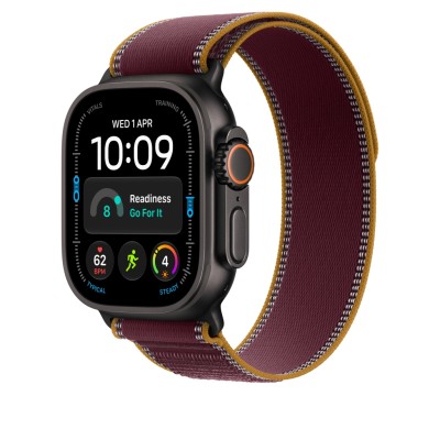 49mm Burgundy Trail Loop - S/M - Black Titanium Finish
