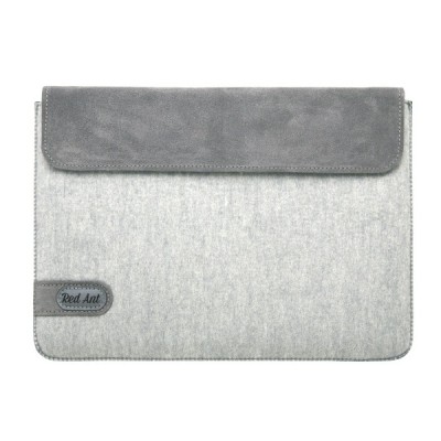 Rankų darbo veltinio ir natūralios zomšos dėklas MacBook Air 13 - šviesiai pilkas