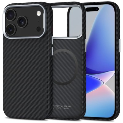 Tech-Protect iPhone 17 Pro Carbon case with MagSafe - Black/Silver