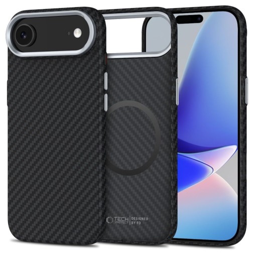 Tech-Protect iPhone 17 Air Carbon case with MagSafe - Black/Silver