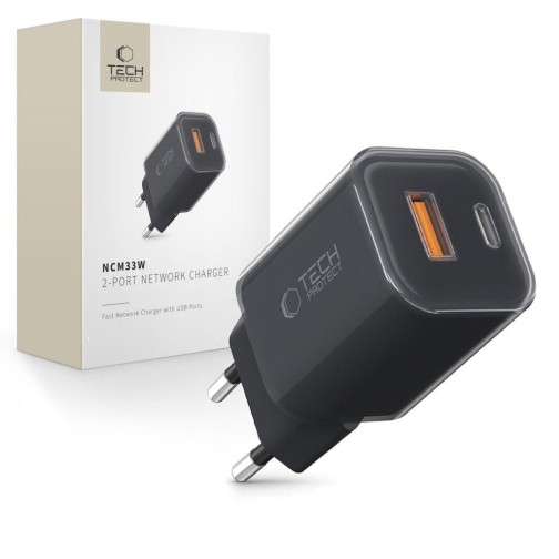 Tech-Protect 33W USB-C / USB-A kroviklis - Black