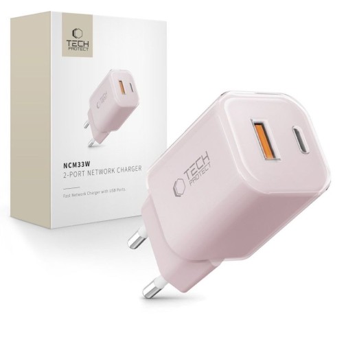 Tech-Protect 33W USB-C / USB-A kroviklis - Pink