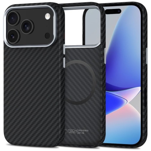 Tech-Protect iPhone 17 Pro Max Carbon case with MagSafe - Black/Silver