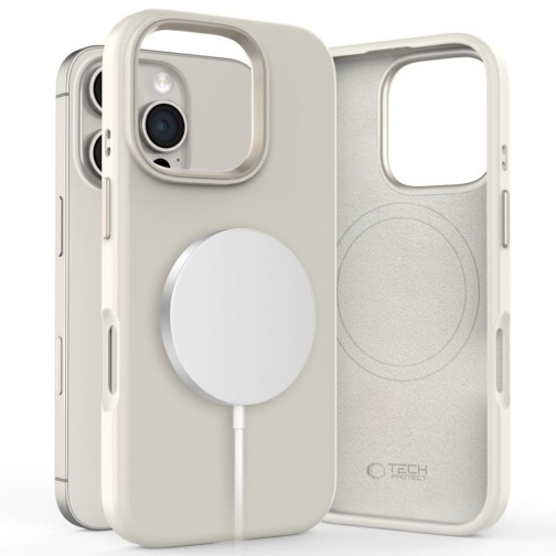 Tech-Protect Silicone Pure MagSafe iPhone 16 Pro case - Cosmic Latte