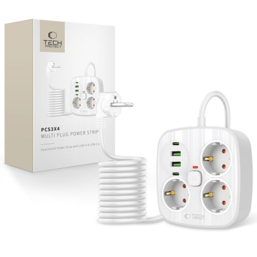 Tech-Protect išmanusis USB-A / C maitinimo lizdas - White