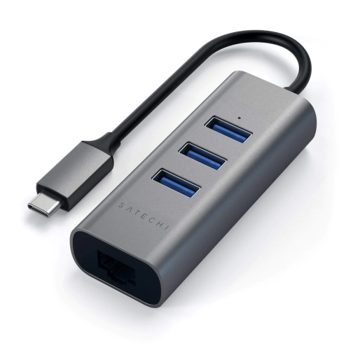 Satechi USB-C 2-IN-1 USB/Ethernet Space Gray adapteris