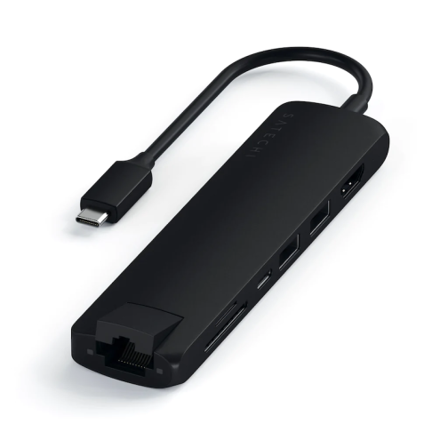 Satechi USB-C Slim Multi-Port With Ethernet Black adapteris