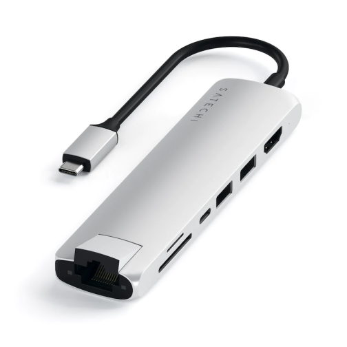 Satechi USB-C Slim Multi-Port With Ethernet Silver adapteris