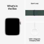 Apple Watch SE GPS + Cellular 44mm Starlight Aluminium Case with Lake Green Sport Loop