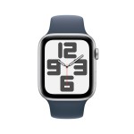 Apple Watch SE GPS + Cellular 40mm Silver Aluminium Case with Storm Blue Sport Band - S/M 