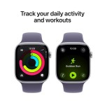Apple Watch Series 11 GPS + Cellular 46mm Silver Aluminium Case with Purple Fog Sport Band - M/L