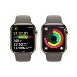 Apple Watch Series 9 GPS + Cellular 45mm Gold Stainless Steel Case with Clay Sport Band - S/M