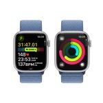 Apple Watch Series 9 GPS + Cellular 45mm Silver Aluminium Case with Winter Blue Sport Loop