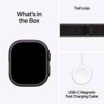 Apple Watch Ultra 3 GPS + Cellular 49mm Black Titanium Case with Black/Charcoal Trail Loop - S/M