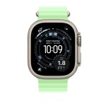 49mm Neon Green Ocean Band - Natural Titanium Finish