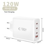 Tech-Protect 120W Gan-4 USB-C / USB-A charger - White