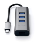 Satechi USB-C 2-IN-1 USB/Ethernet Space Gray adapter