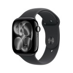 Apple Watch Series 11 GPS + Cellular 42mm Jet Black Aluminium Case with Black Sport Band - M/L