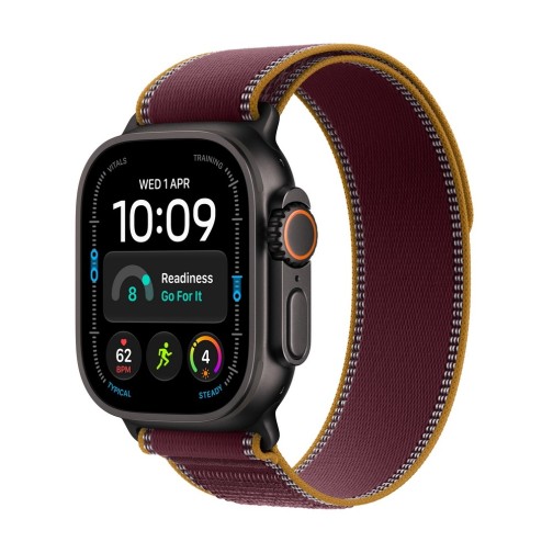 Apple Watch Ultra 4 GPS + Cellular 49mm Black Titanium Case with Burgundy Trail Loop - S/M