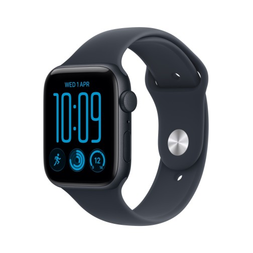 Apple Watch SE 3 GPS 44mm Midnight Aluminium Case with Navy Blue Sport Band - M/L