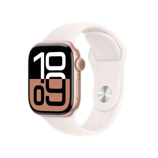 Apple Watch Series 10 GPS + Cellular 42mm Rose Gold Aluminium Case with Light Blush Sport Band - S/M