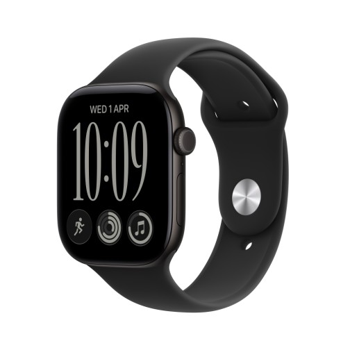 Apple Watch Series 12 GPS + Cellular 42mm Black Aluminium Case with Black Sport Band - M/L