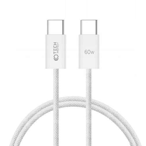Tech-Protect USB-C / USB-C 60W 1m charging cable - White