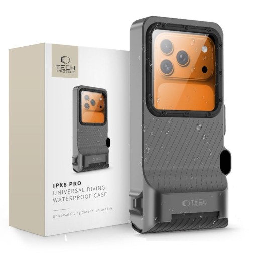 Tech-Protect IPX8 Pro Universal Waterproof case - Grey/Black