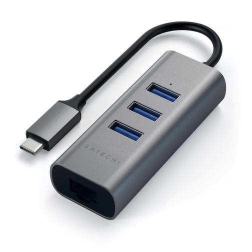 Satechi USB-C 2-IN-1 USB/Ethernet Space Gray adapter