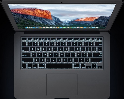 Apple MacBook Air šviečianti klaviatūra